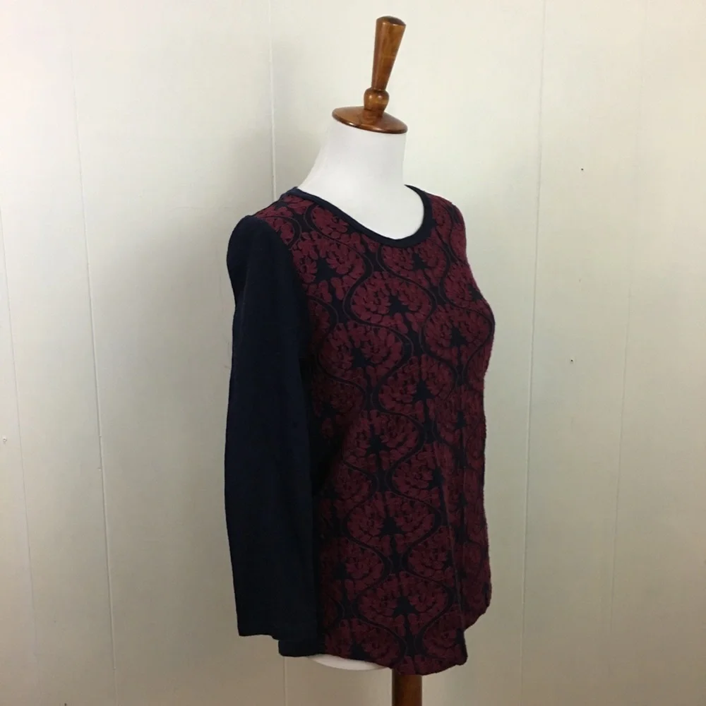 J. Crew Embroidered Top Women’s S Crew Neck 3/4‎ Sleeve Preppy Classic